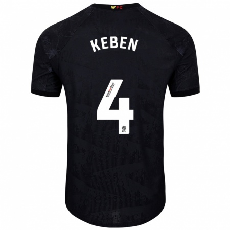 Kandiny Uomo Maglia Kévin Keben #4 Nero Bianco Kit Gara Away 2024/25 Maglietta