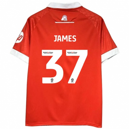 Kandiny Uomo Maglia Matty James #37 Rosso Bianco Kit Gara Home 2024/25 Maglietta