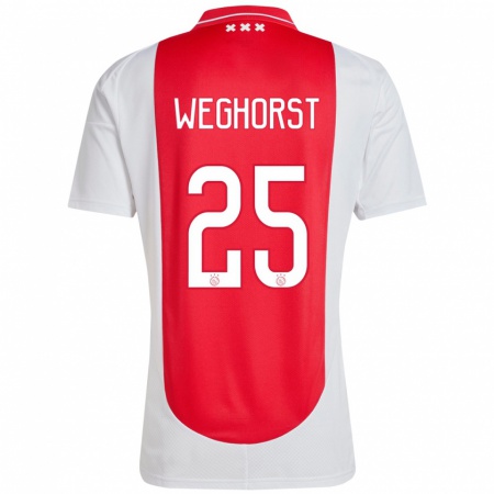 Kandiny Uomo Maglia Wout Weghorst #25 Rosso Bianco Kit Gara Home 2024/25 Maglietta