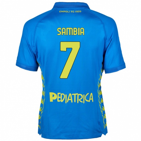 Kandiny Uomo Maglia Junior Sambia #7 Blu Kit Gara Home 2024/25 Maglietta