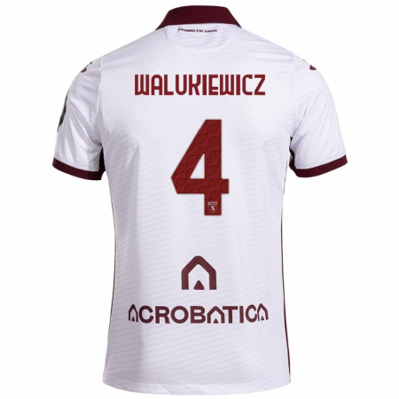 Kandiny Uomo Maglia Sebastian Walukiewicz #4 Bianco Marrone Kit Gara Away 2024/25 Maglietta