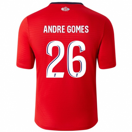 Kandiny Donna Maglia André Gomes #26 Rosso Bianco Kit Gara Home 2024/25 Maglietta