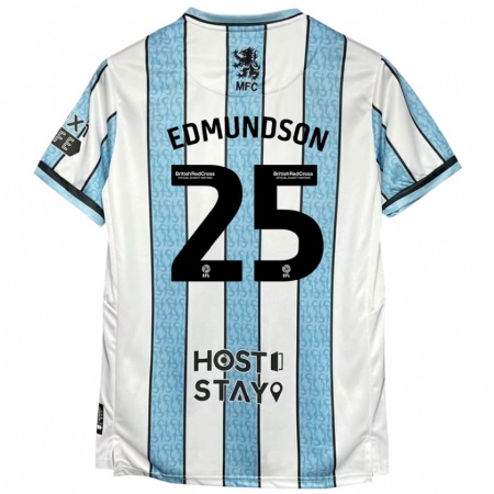 Kandiny Donna Maglia George Edmundson #25 Bianco Blu Kit Gara Away 2024/25 Maglietta