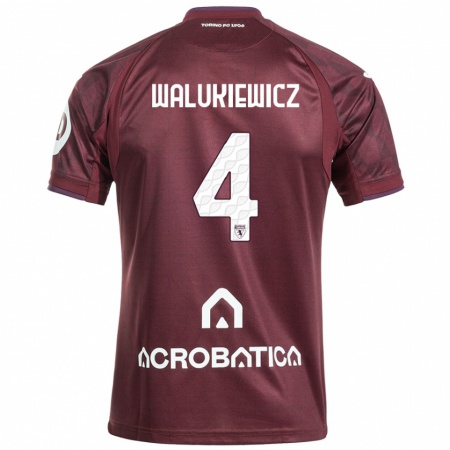 Kandiny Donna Maglia Sebastian Walukiewicz #4 Marrone Bianco Kit Gara Home 2024/25 Maglietta